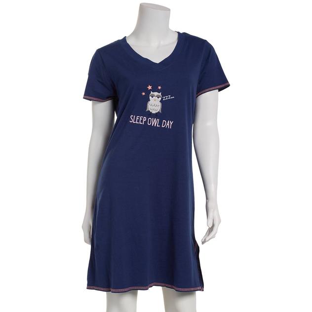 Womens René Rofé® Sleep Owl Day Embroidered Nightshirt