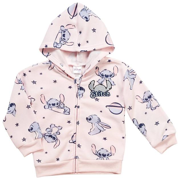Girls (4-6x) Disney Stitch Planet & Stars Full Zip Hooded Jacket