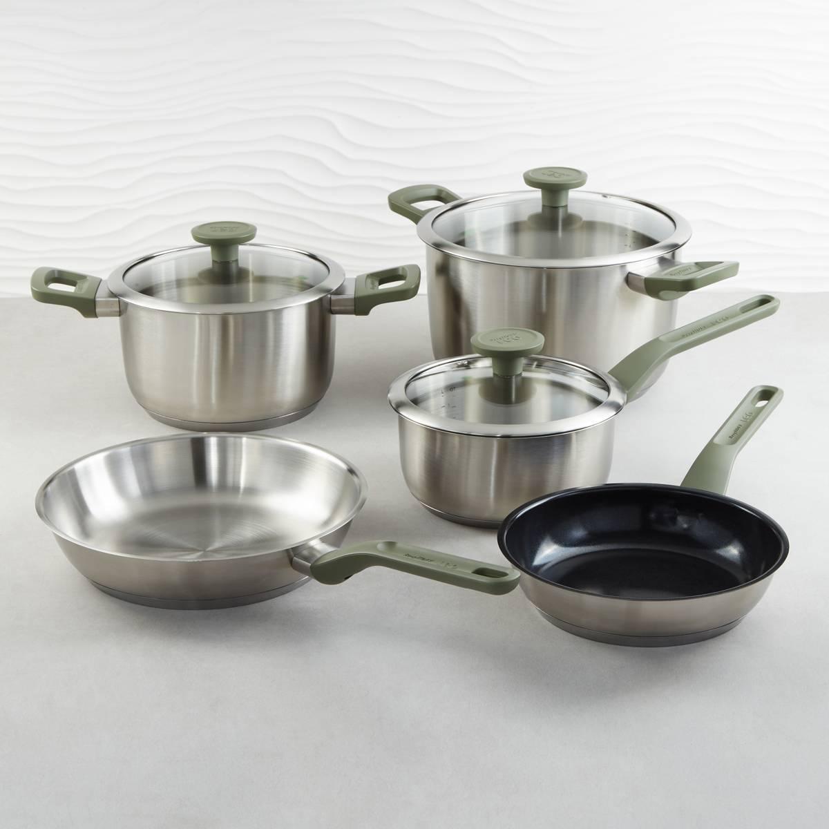 BergHOFF Bolt 8pc. Stainless Steel Cookware Set w/ Glass Lids
