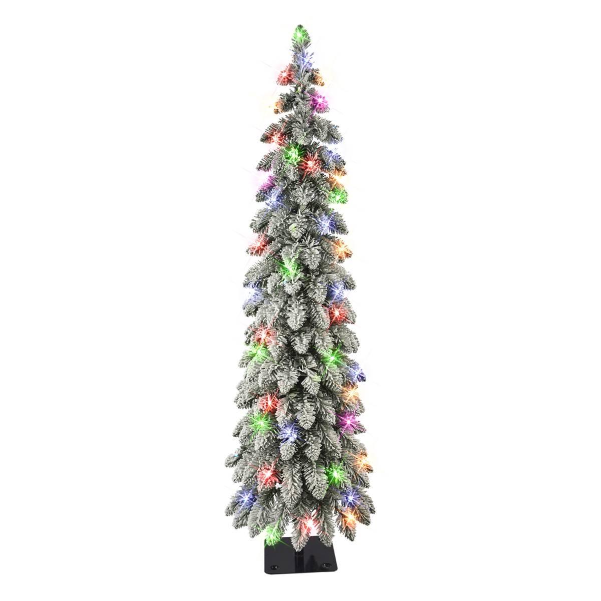 Puleo International 4ft. Incandescent Flocked Alpine Pencil Tree