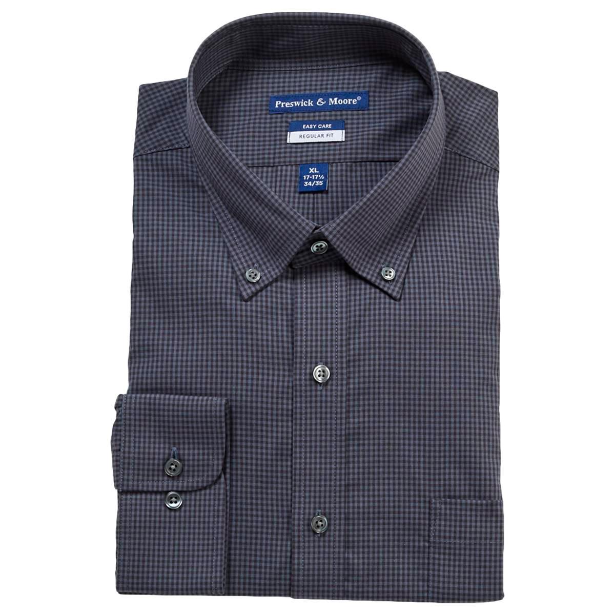 Mens Preswick & Moore Twill Dress Shirt - Black Checkered