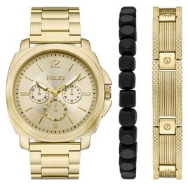 Mens Folio Gold-Tone Dial Watch & Bracelet Set - FMDFL6092