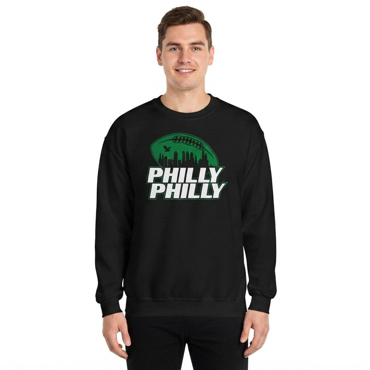 Mens Tailgate Football Philly Skyline Crew Neck Sweatshirt
