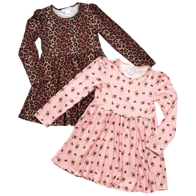 Girls (4-6x) Emma & Elsa 2pk. Leopard/Cat Long Sleeve Dresses