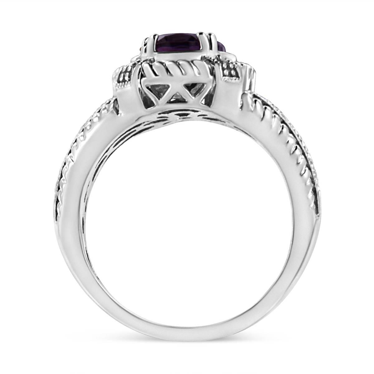 Haus of Brilliance Sterling Silver Amethyst Diamond Accent Ring