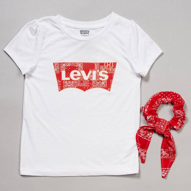 Girls (7-16) Levi's® Short Sleeve Bandana Logo Tee with Scrunchie