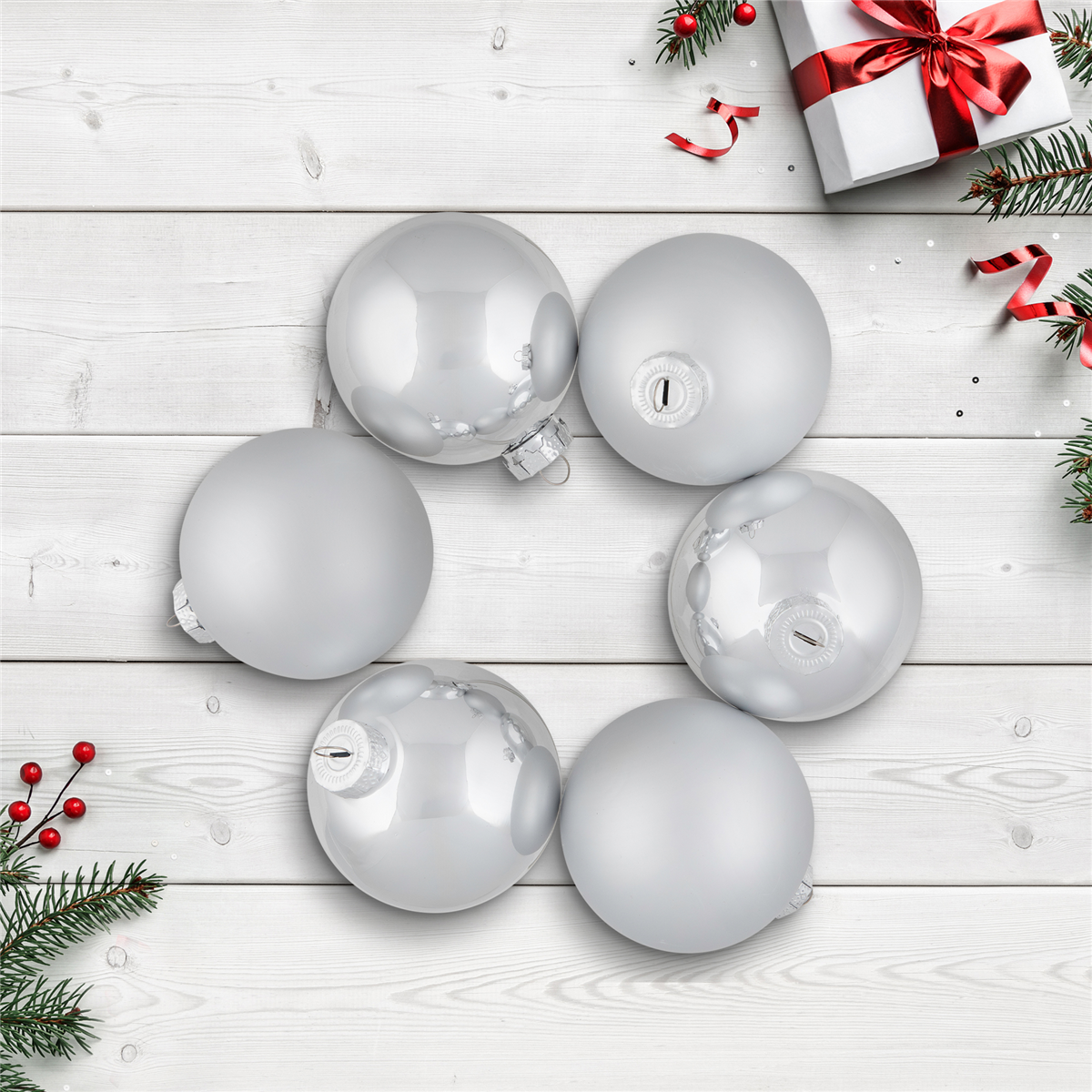 Northlight 6ct. Shiny & Matte Christmas Glass Ball Ornaments