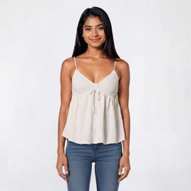 Juniors Madden Girl Crochet Pucker Knit Babydoll Camisole