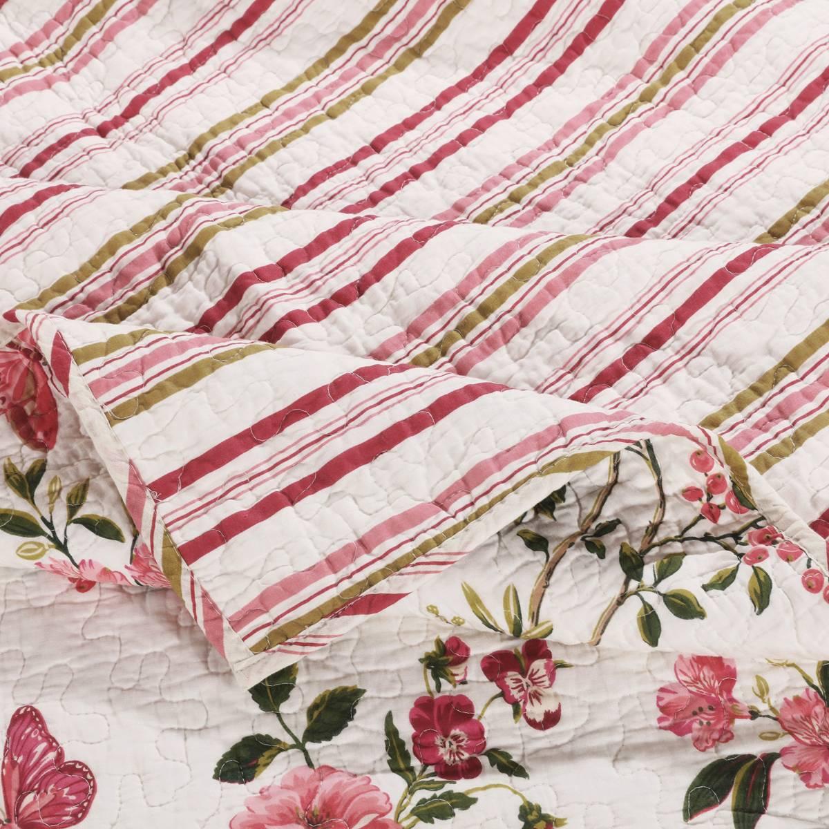 Greenland Home Fashions™ Floral & Stripe Reversible Quilted Throw