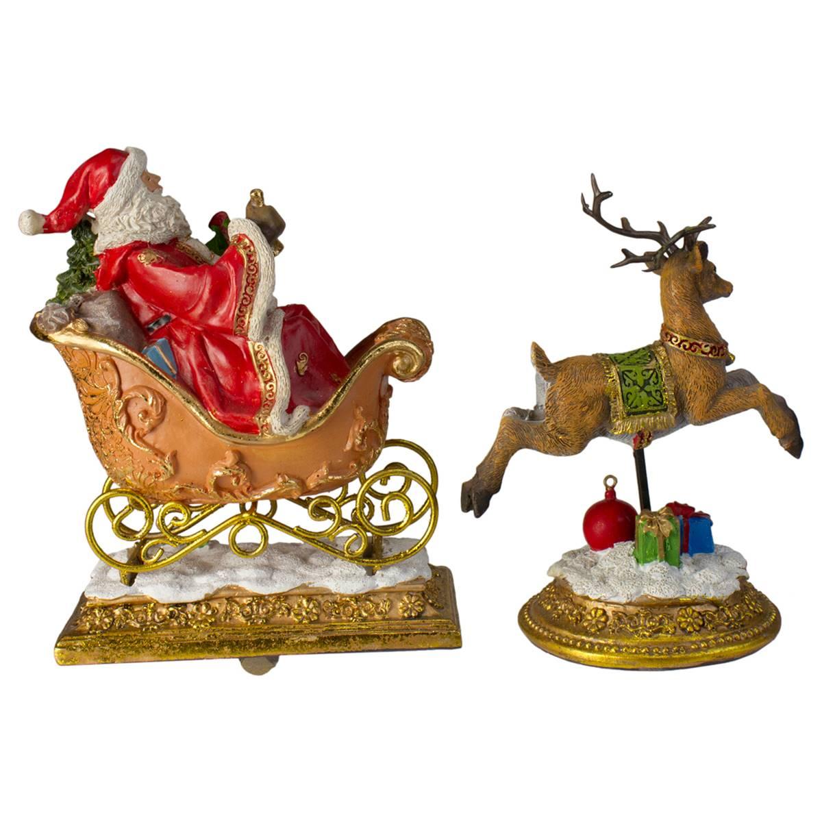 Northlight Santa & Reindeer Glittered Christmas Stocking Holders