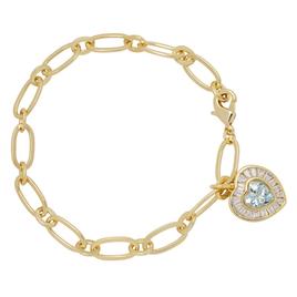 Gianni Argento Blue Topaz Baguette Heart Bracelet