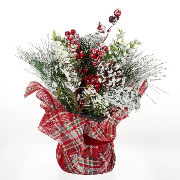 Berry/Pine Cone/Snow in Burlap Pot