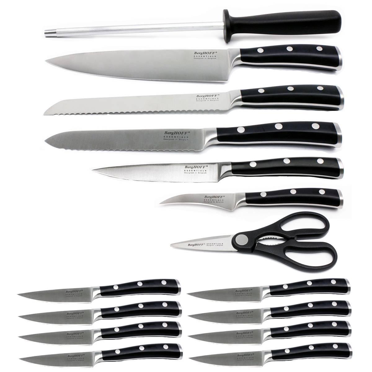 BergHOFF Essentials 16pc. Kitchen Knife Set & Wood Dowel Block