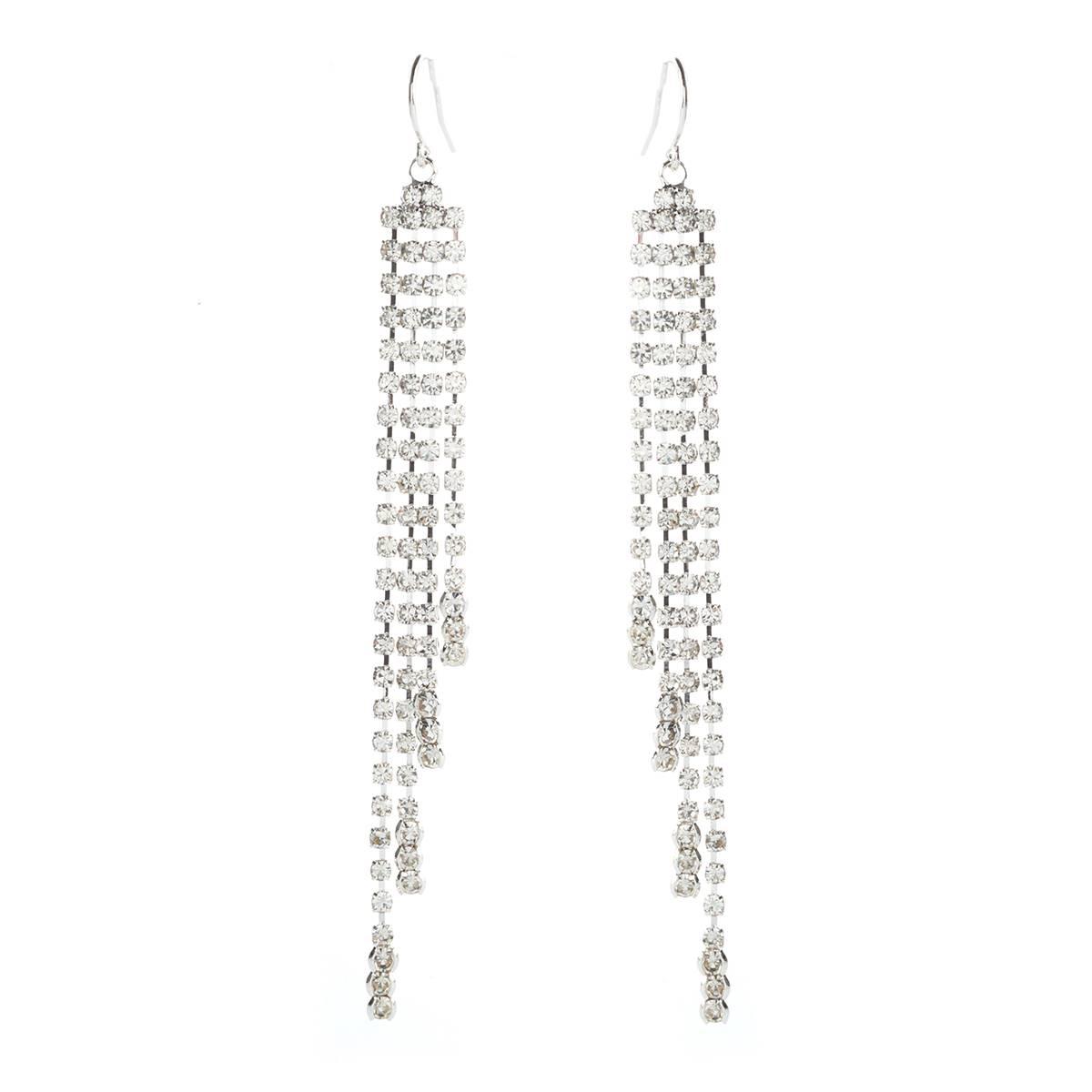 Rosa Rhinestones Graduated Fringe Earrings