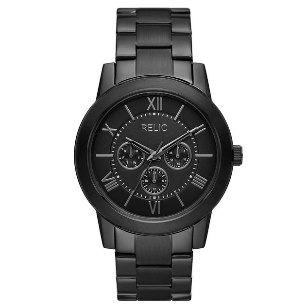 Mens RELIC by Fossil Black Round Bracelet Watch - ZR16020