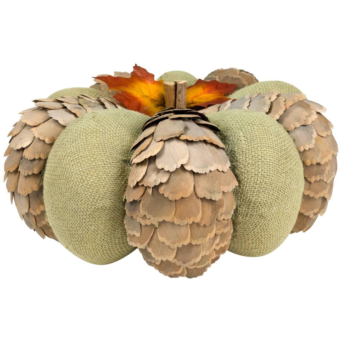 Northlight Fall Harvest Layered Wooden Leaves & Burlap Pumpkin