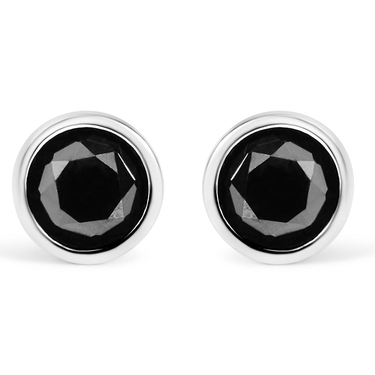 Haus of Brilliance Silver 3ctw. Black Diamond Stud Earrings