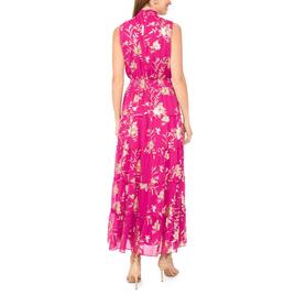 Womens MSK Sleeveless Mock Neck Foil Floral Tier Maxi Dress