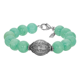 Symbols of Faith Silver Tone Semi Precious Bead Prayer Bracelet