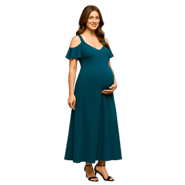 Womens 24/7 Comfort Apparel Cold Shoulder Maternity Maxi Dress