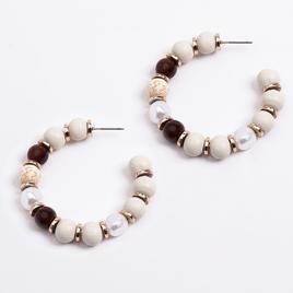 Ashley Cooper(tm) Shiny Gold-Tone J Hoop Earrings with Mix Beads