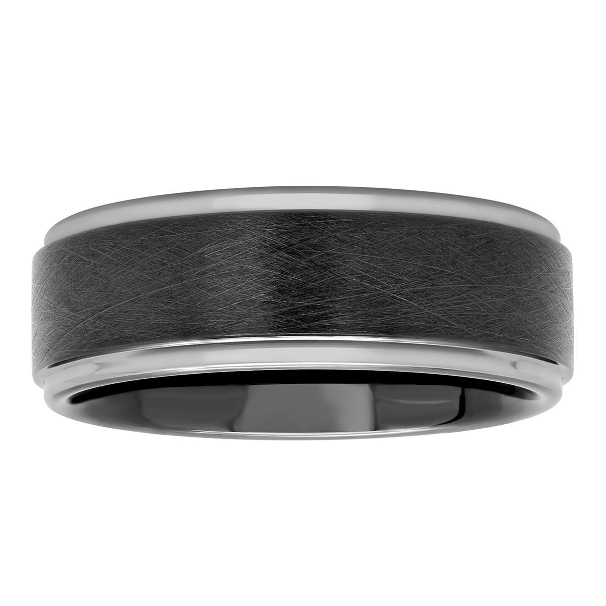 Mens Endless Affection(tm) Tungsten Step Edge Band Ring