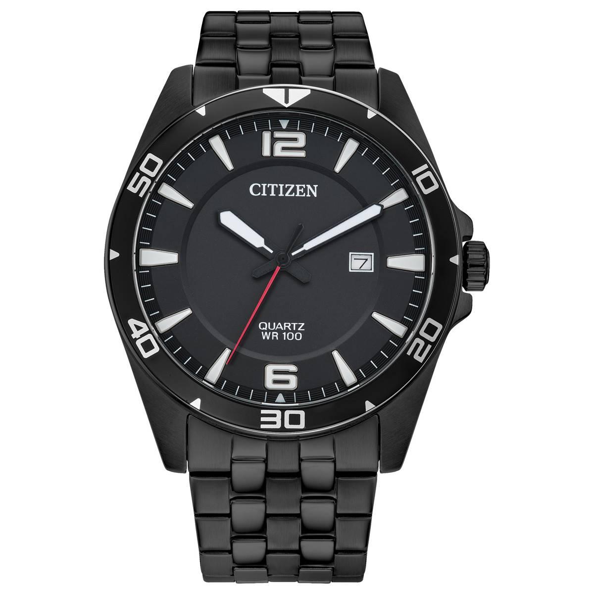 Mens Citizen(R) Quartz Black Stainless Bracelet Watch - BI5055-51E