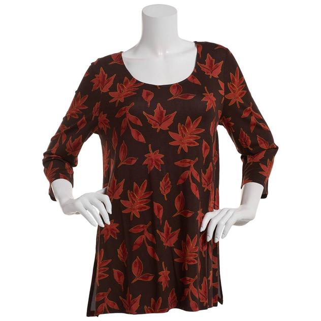 Petite Preswick & Moore® 3/4 Sleeve Leaf Tunic Blouse