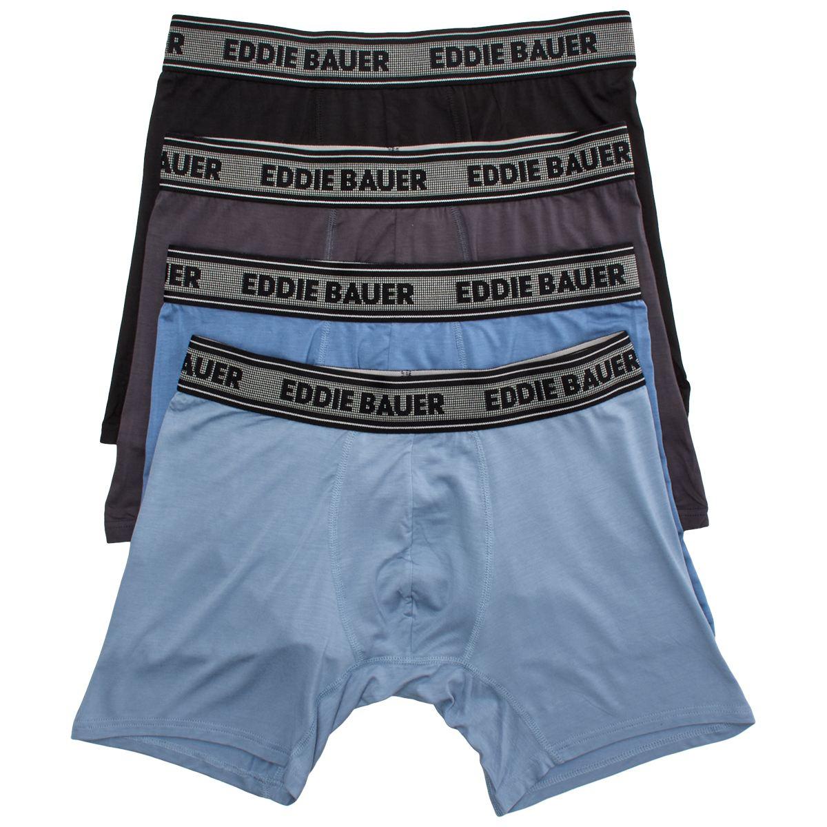 Mens Eddie Bauer(R) 4pk. Microfiber Boxer Briefs - Blue/Black