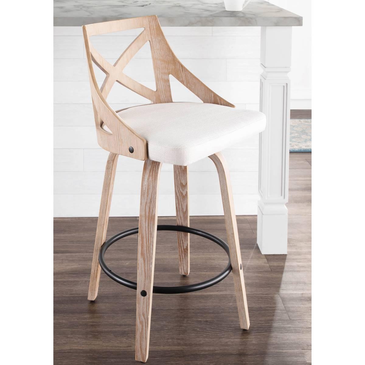 LumiSource Charlotte Farmhouse Swivel Counter Stools - Set of 2