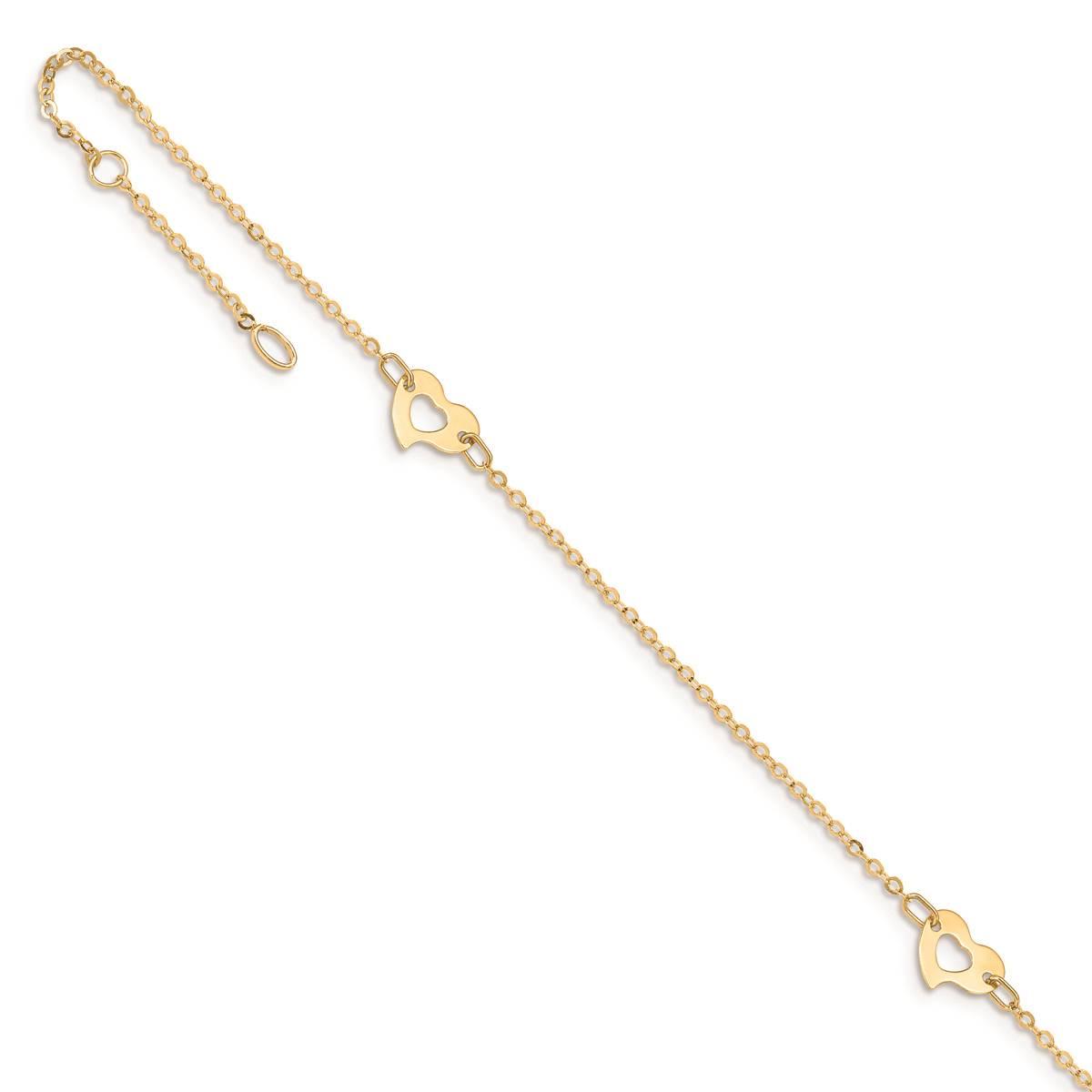 Gold Classics(tm) 14kt. Gold Polished Heart 9in. Anklet