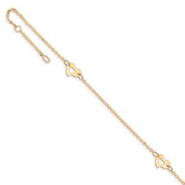 Gold Classics(tm) 14kt. Gold Polished Heart 9in. Anklet