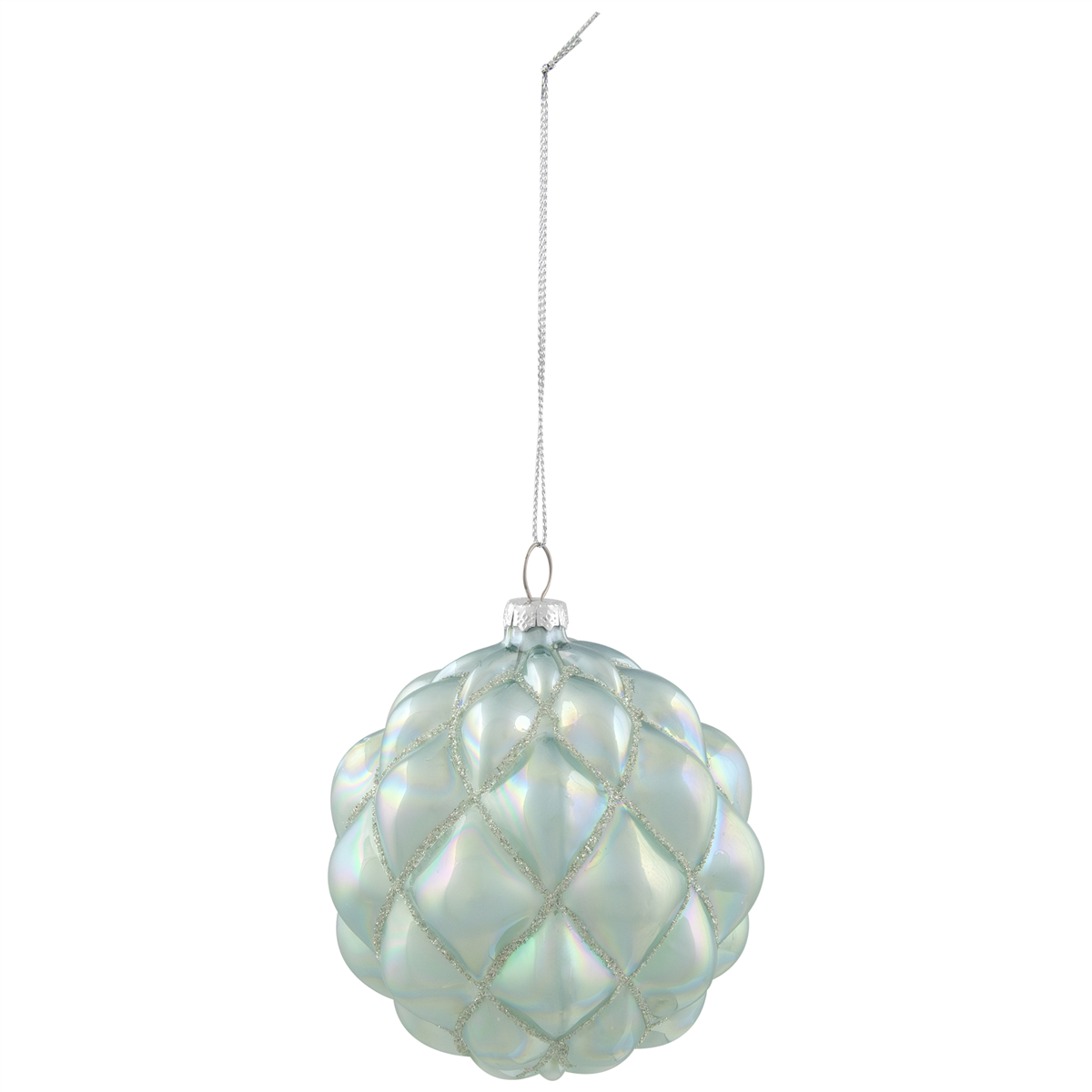 Northlight 4.5in. Iridescent Blue Glass Christmas Ball Ornament
