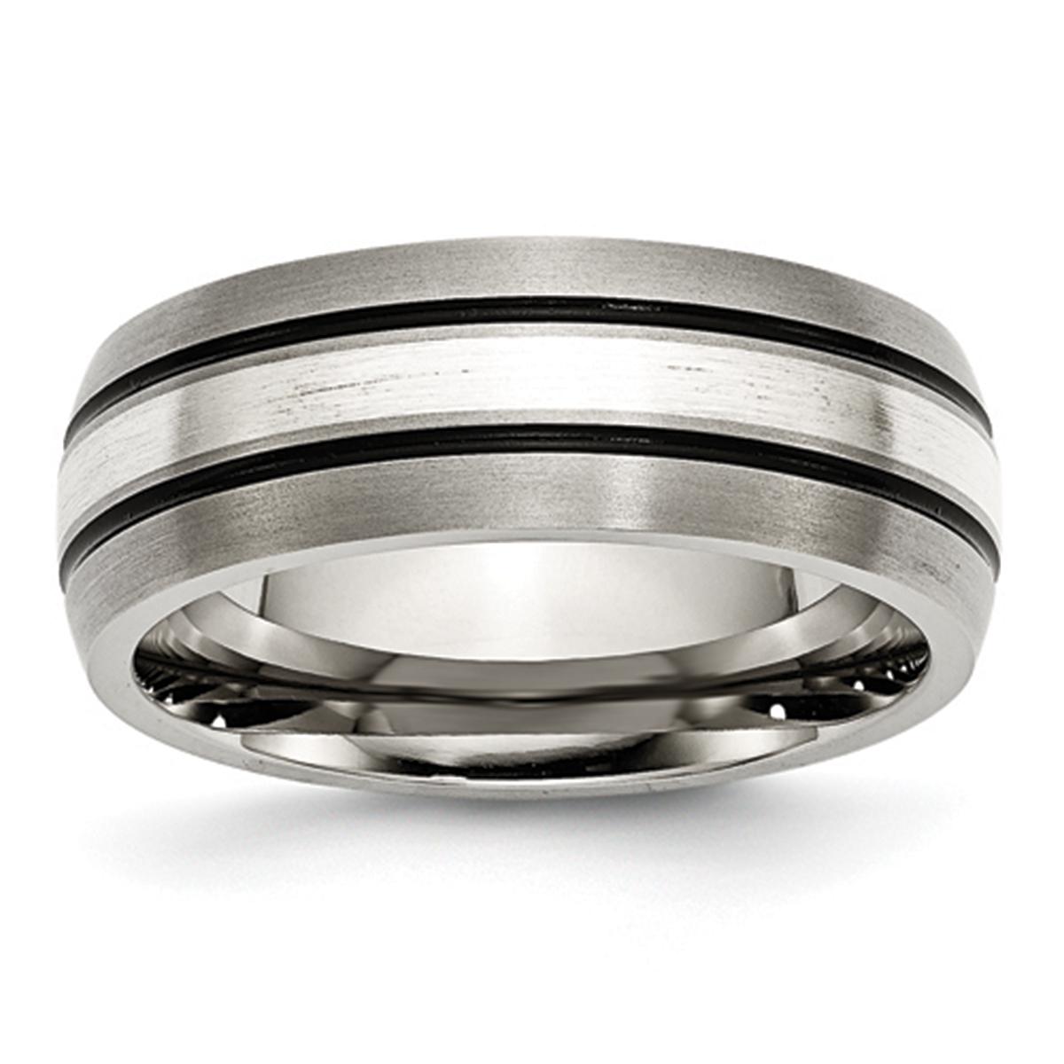 Mens Endless Affection(tm) Sterling Silver Inlay 8mm Wedding Band