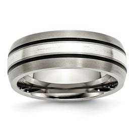 Mens Endless Affection(tm) Sterling Silver Inlay 8mm Wedding Band