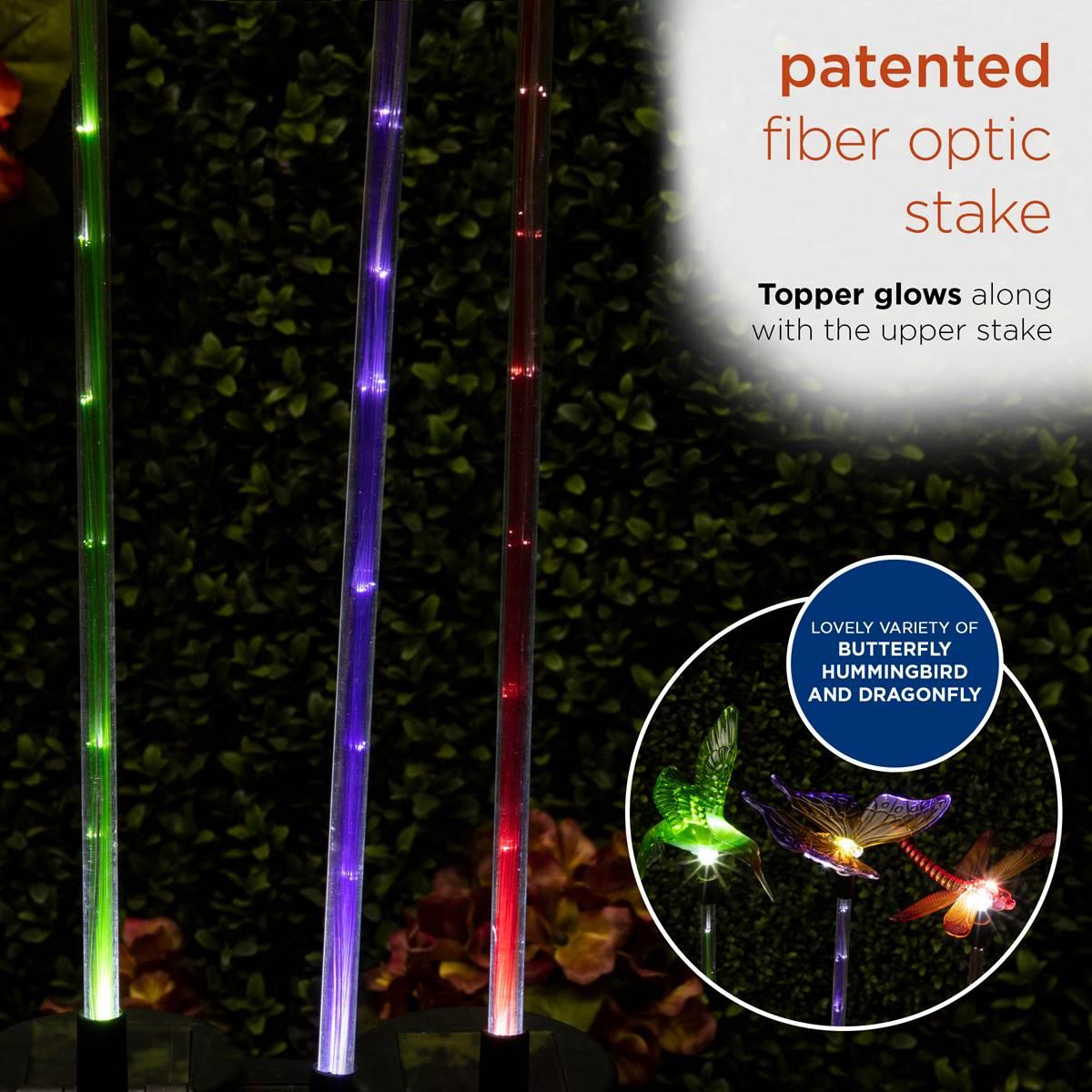 Alpine Solar Insects/Bird LED Garden Stake - Set of 3