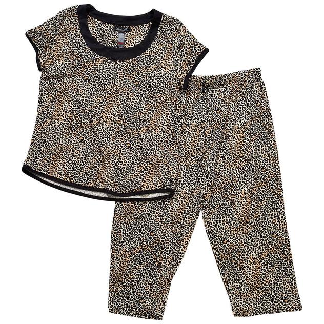 Womens René Rofé® Short Sleeve Leopard Capri Pajama Set
