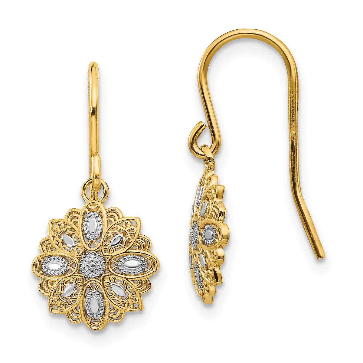 Gold Classics(tm) 14kt. & Rhodium Fancy Dangle Earrings