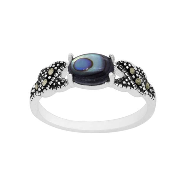 Marsala Marcasite w/ Genuine Paua Shell Ring