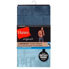 Mens Hanes® Originals 3pk. Supersoft Boxer Briefs-Light Blue/Grey