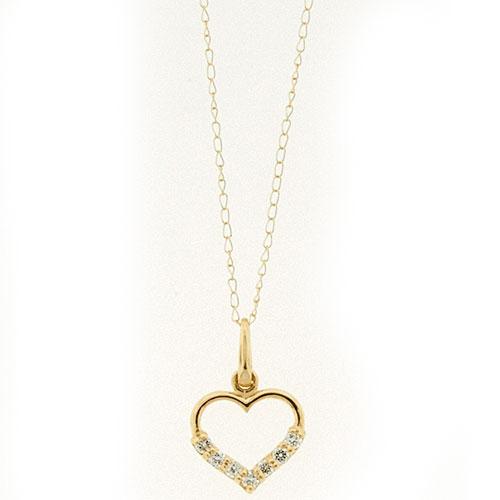 Kids Yellow 14kt. Gold Cubic Zirconia Heart Necklace