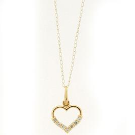 Kids Yellow 14kt. Gold Cubic Zirconia Heart Necklace