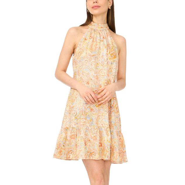Womens MSK Sleeveless Halter Neck Paisley Challis Shift Dress