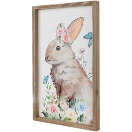 Northlight Seasonal Easter Bunny with Flowers Framed Wall Sign
