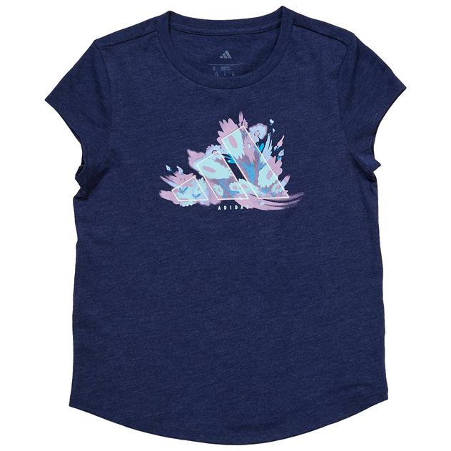 Girls (7-16) adidas® Heather Floral Logo Cap Sleeve Tee