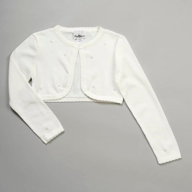 Girls (7-16) Rare Editions Knit Cardigan with Pearls & Beads