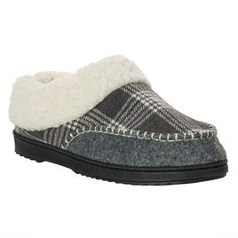 Womens Dearfoams Plaid Felted Slip Ons