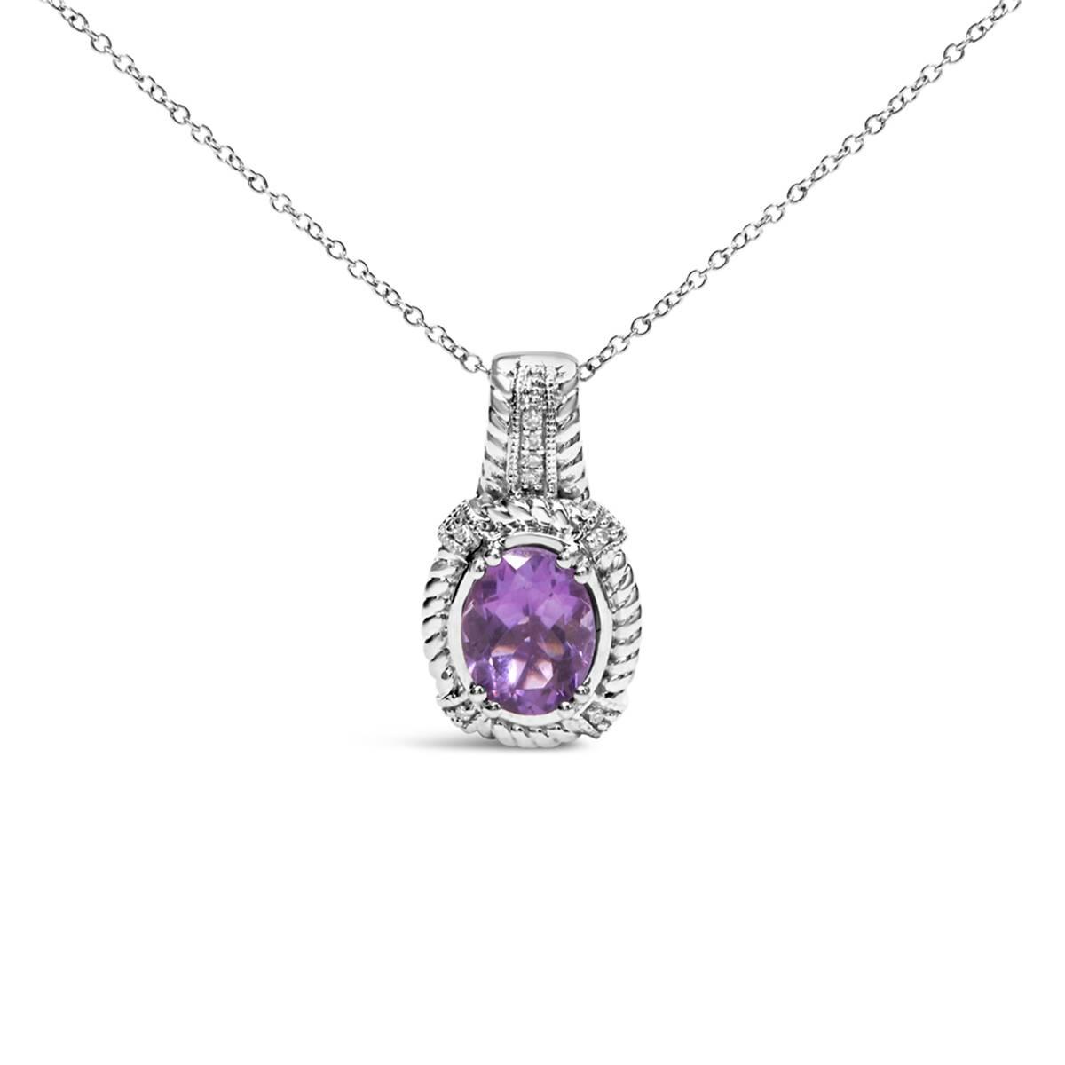Haus of Brilliance Sterling Silver Purple Amethyst Drop Pendant