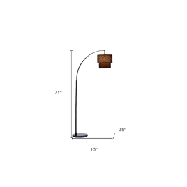 HomeRoots 71in. Brown & Black Arched Floor Lamp With Drum Shade