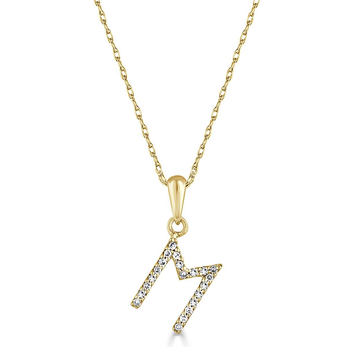Diamond Classics(tm) 14kt. Gold Initial M Letter Necklace